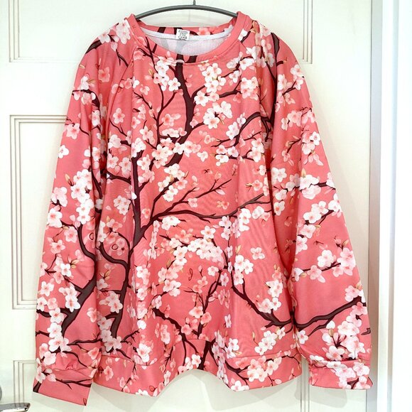 NEVER WORN - Size XL - Pink Floral Cheery Blossom Sweatshirt - Picture 1 of 3